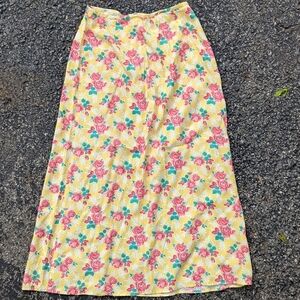 Yellow and Pink Floral Maxi Skirt by Liz Claiborne